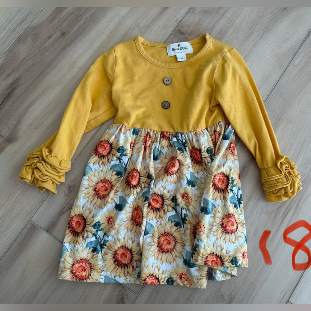 Sunflower Bloom Yellow Kids Dress